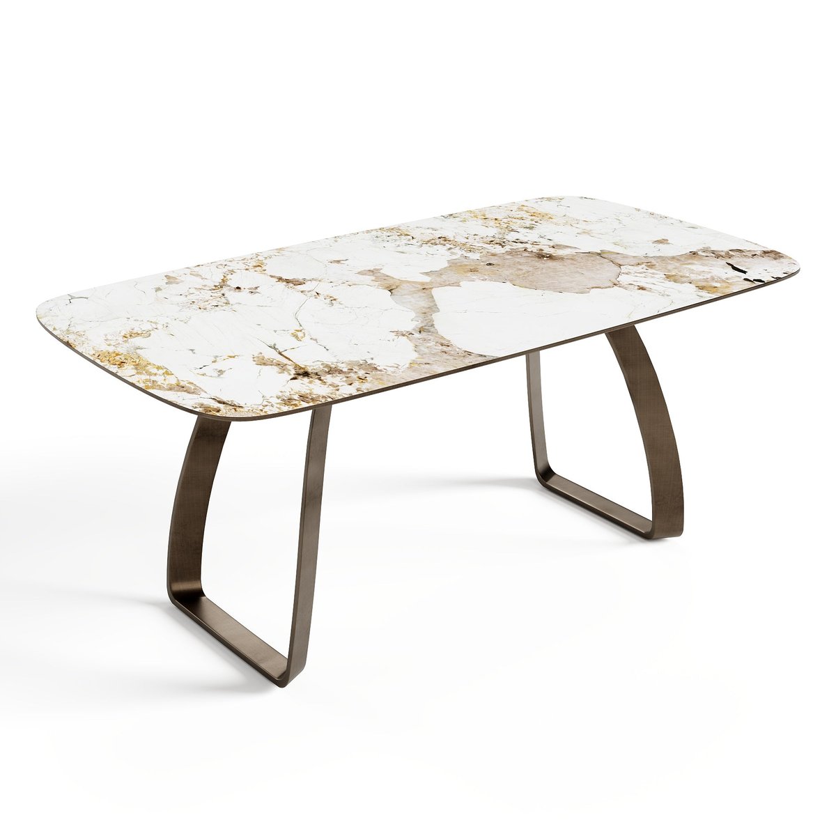 Table à manger extensible en velours DAHLIA pandora et bronze, SIA HOME