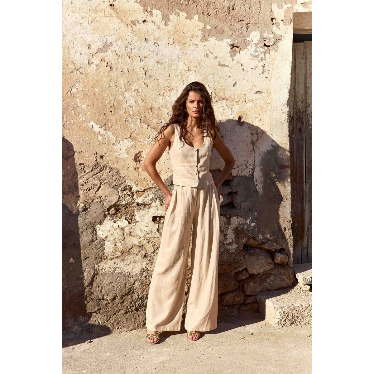 Pantalon large uni PALINA 68-dore, LA PETITE ETOILE