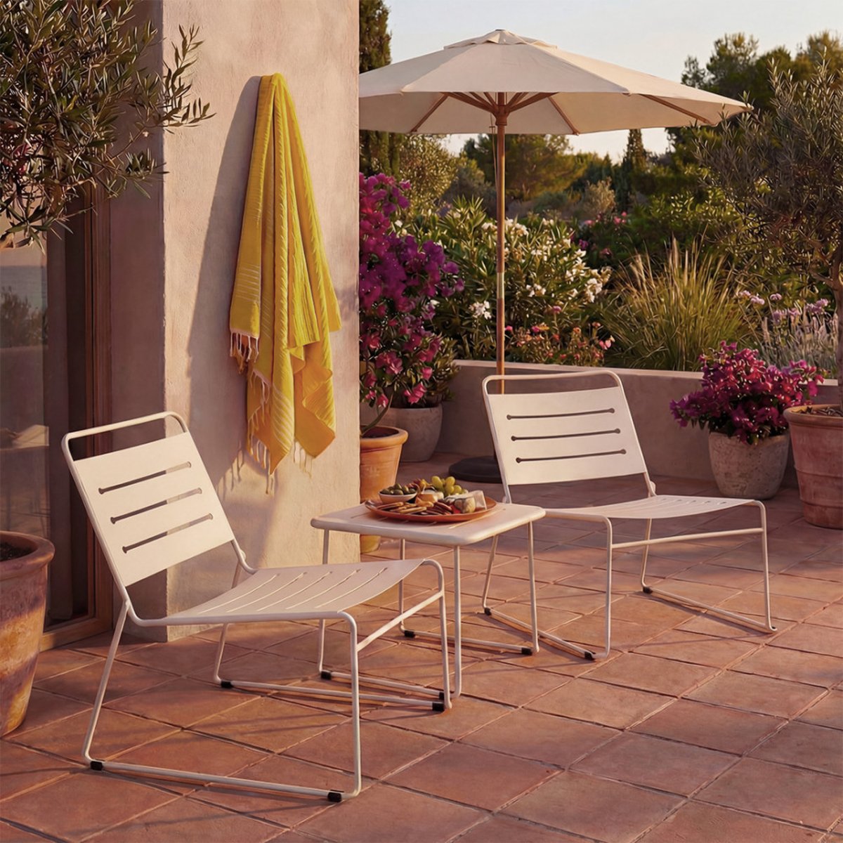 Salon de jardin 2 personnes en métal- SOLENA beige, DRAWER