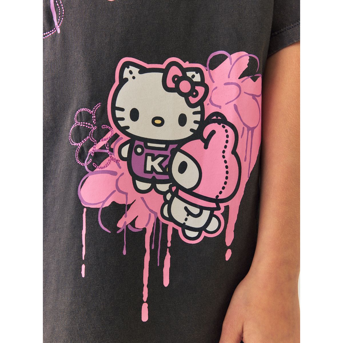 T-shirt oversize à motif hello kitty gris anthracite, NEXT
