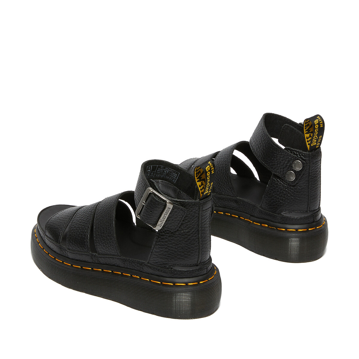 Sandales Clarissa II Quad en cuir, plateforme noir, DR. MARTENS