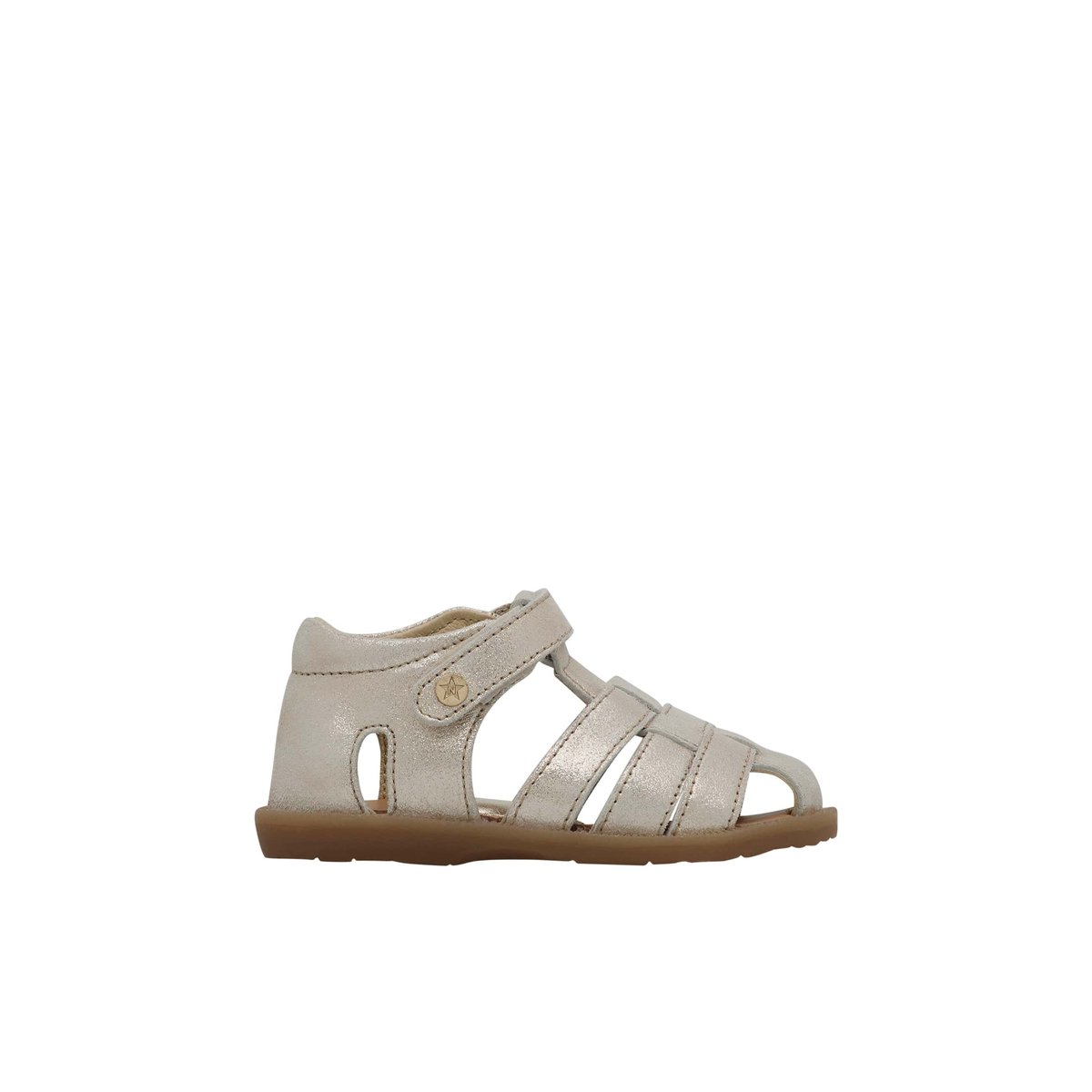 Sandales semi-ouvertes en cuir metallisé ZAFFIRO platine, NATURINO