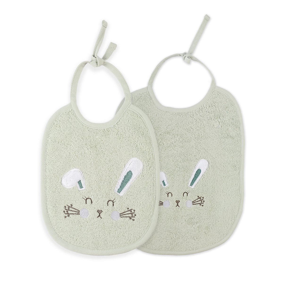 Bavoir enfant pur coton PETIT LAPIN vert d'eau 20x26, GARNIER THIEBAUT