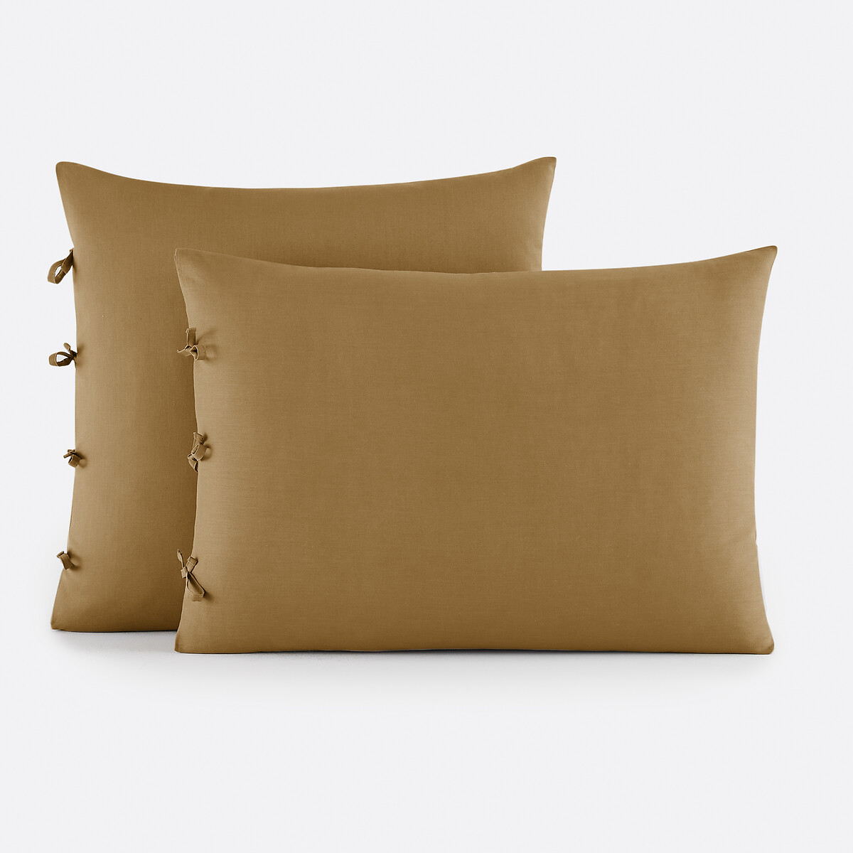 Funda de almohada anudada de algodón liso, Scenario bronce , LA REDOUTE INTERIEURS