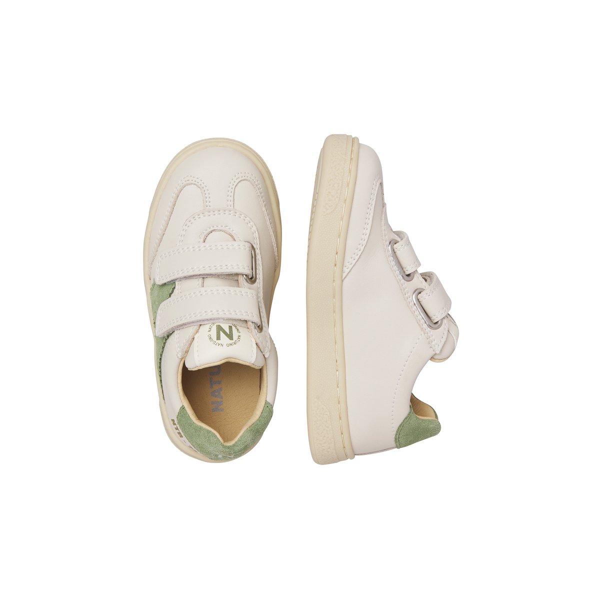Sneaker en daim et tissu technique JENIX VL. blanc-vert, NATURINO