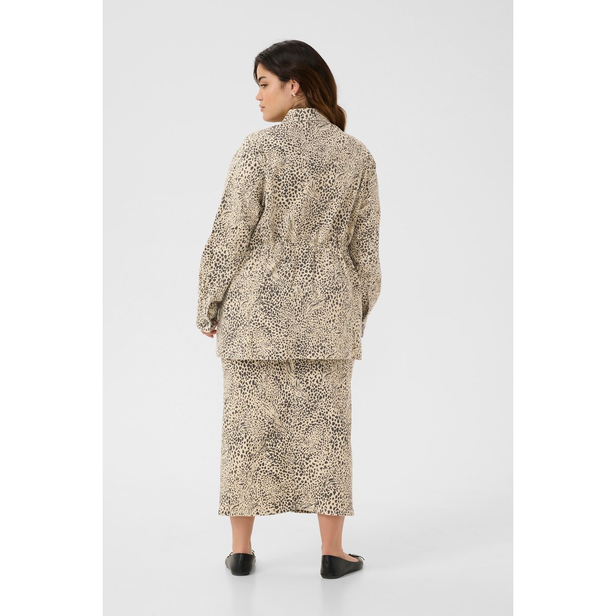 Denim jacket imprimé abstract leopard, KAFFE CURVE