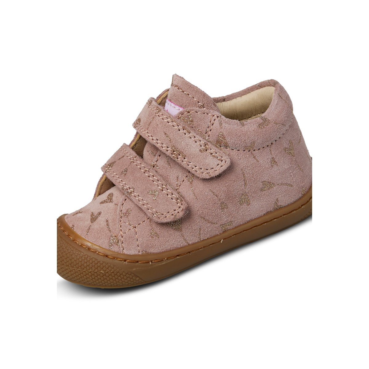 Chaussures premiers pas en suède COCOON VL rose-platine, NATURINO