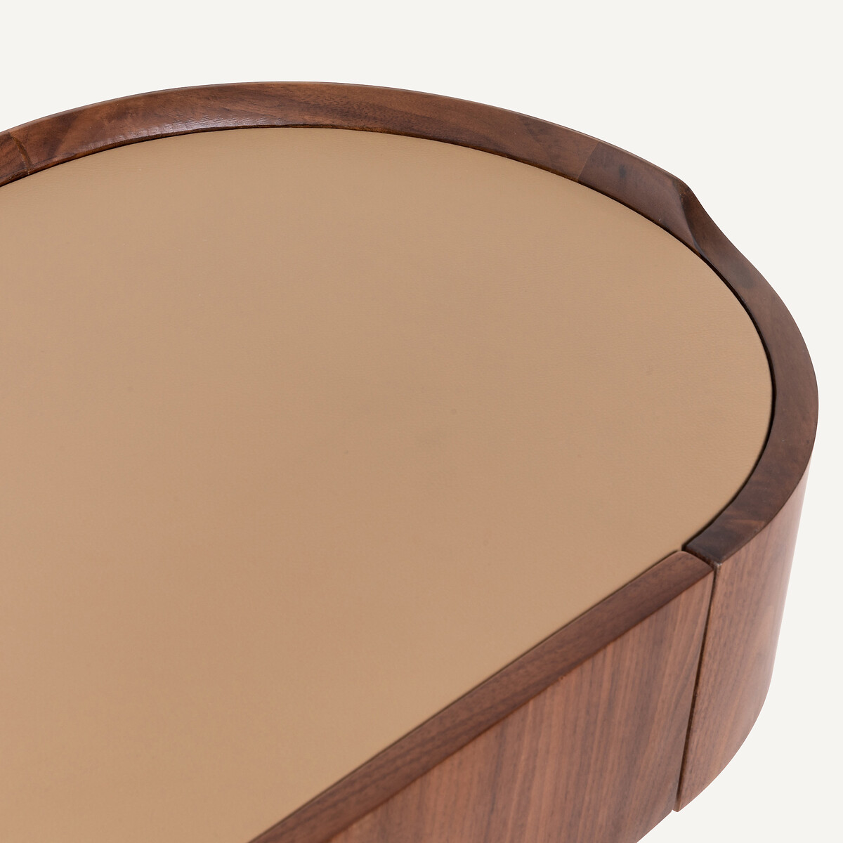 Bureau console plaqué noyer et cuir, Aslen noyer, AM.PM