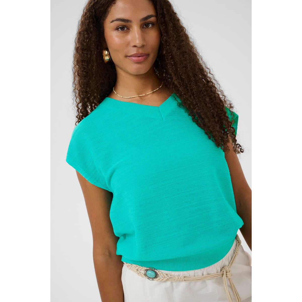 Pullover tricoté bleu ceramic, CREAM