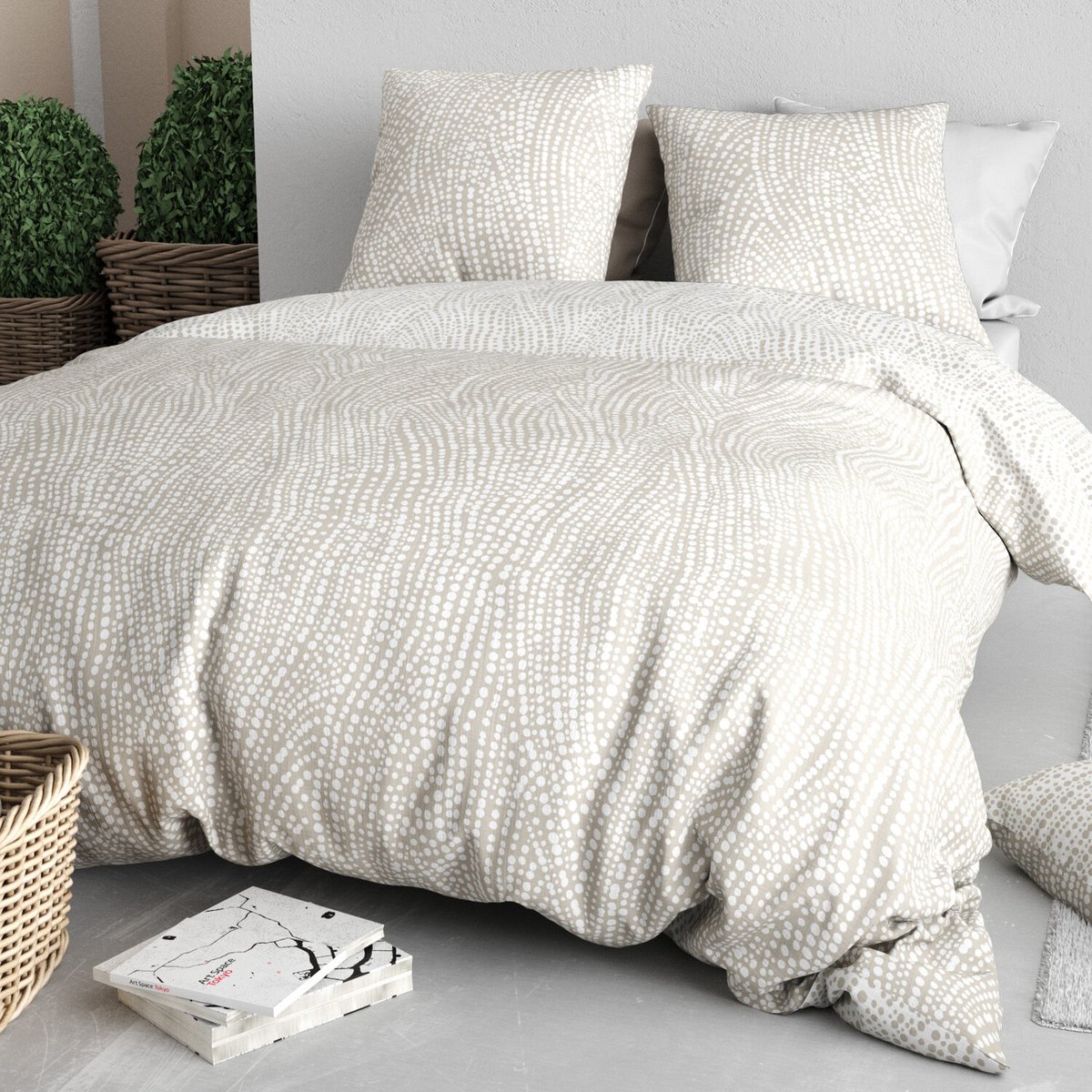 Parure housse de couette en coton imprimée, Nairobi blanc, C DESIGN HOME TEXTILE