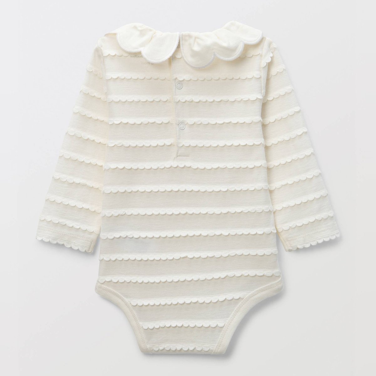 Body manches longues fantaisie en coton BIO GOTS ecru, BOUT'CHOU