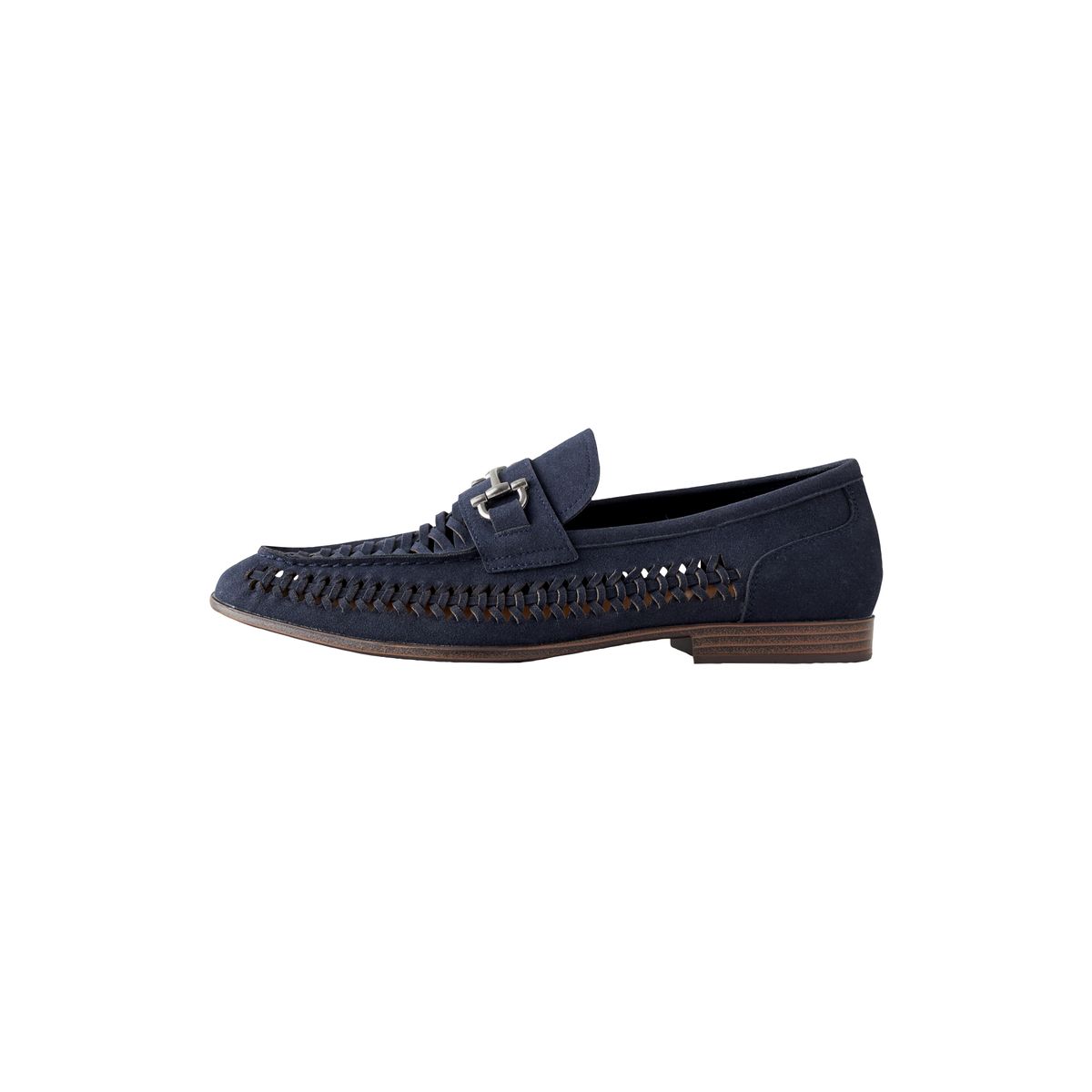 Mocassins en suédine tressée bleu marine, NEXT