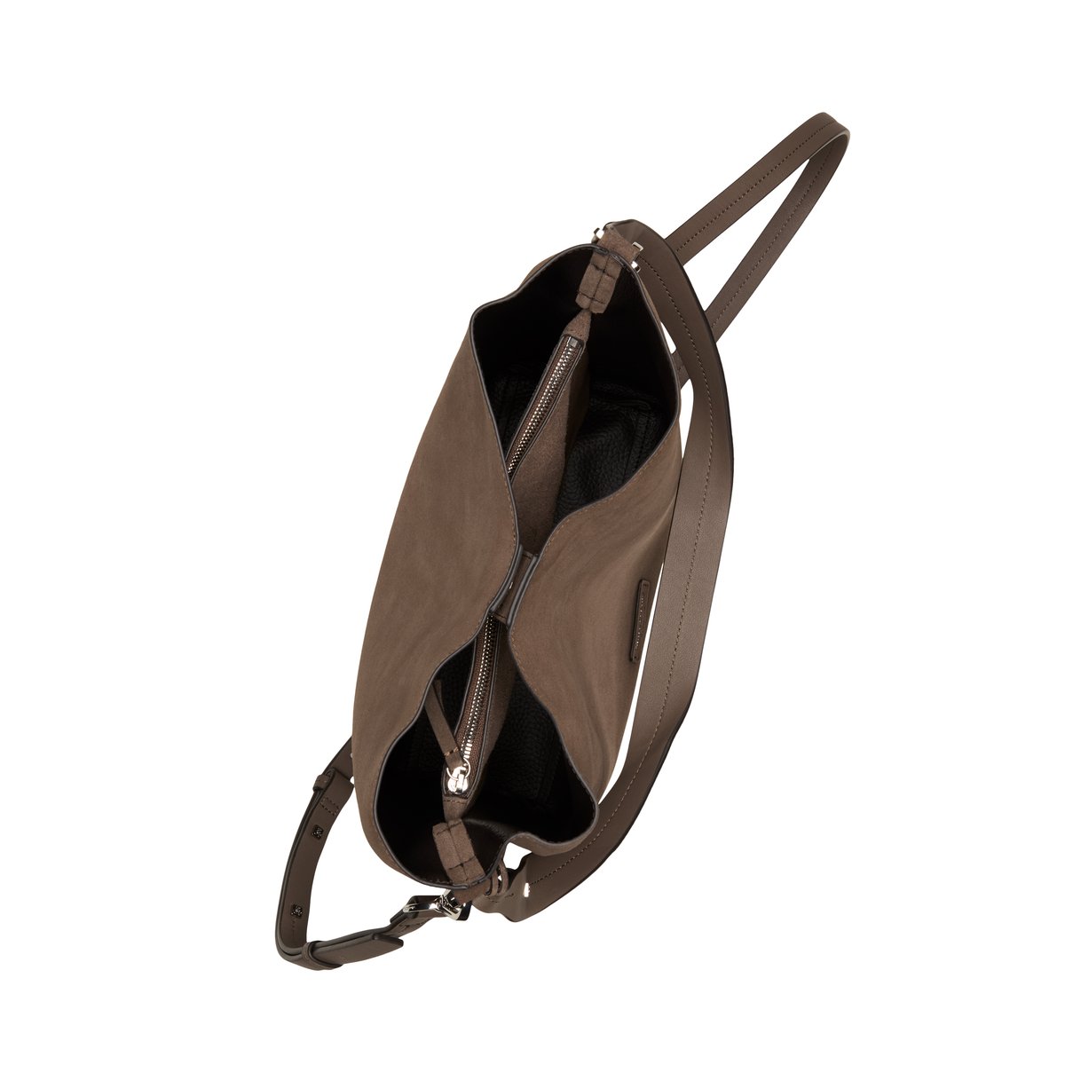 Sac Hobo modèle Brinja, taille moyenne en cuir velours souple marron, MARC O'POLO