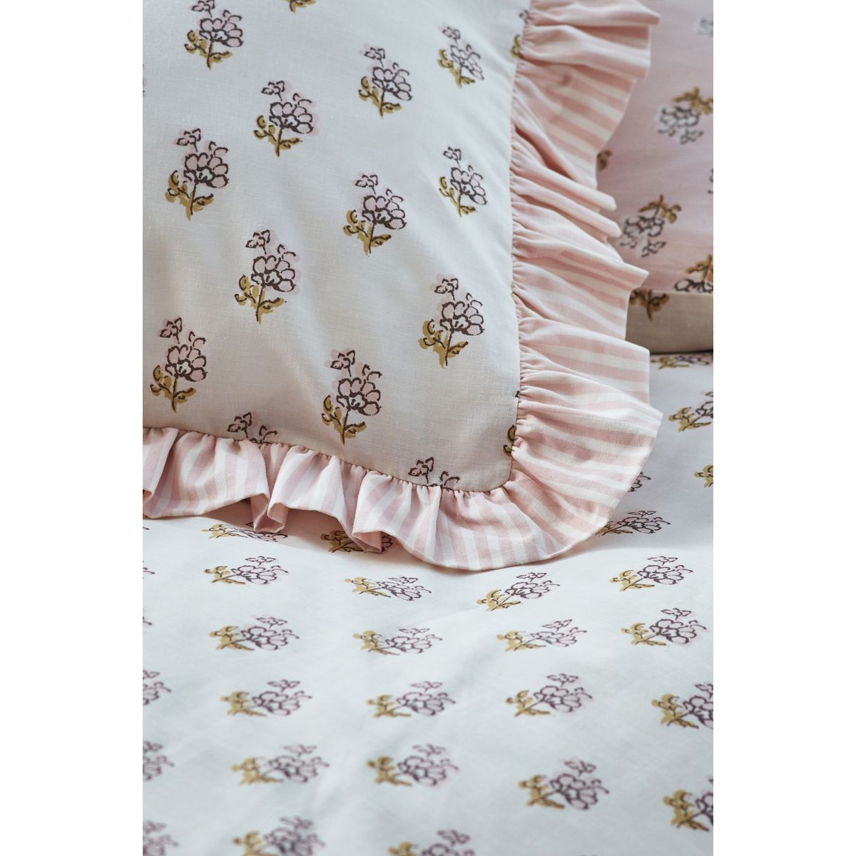 Parure de lit en polycoton imprimé bloc floral rose, NEXT