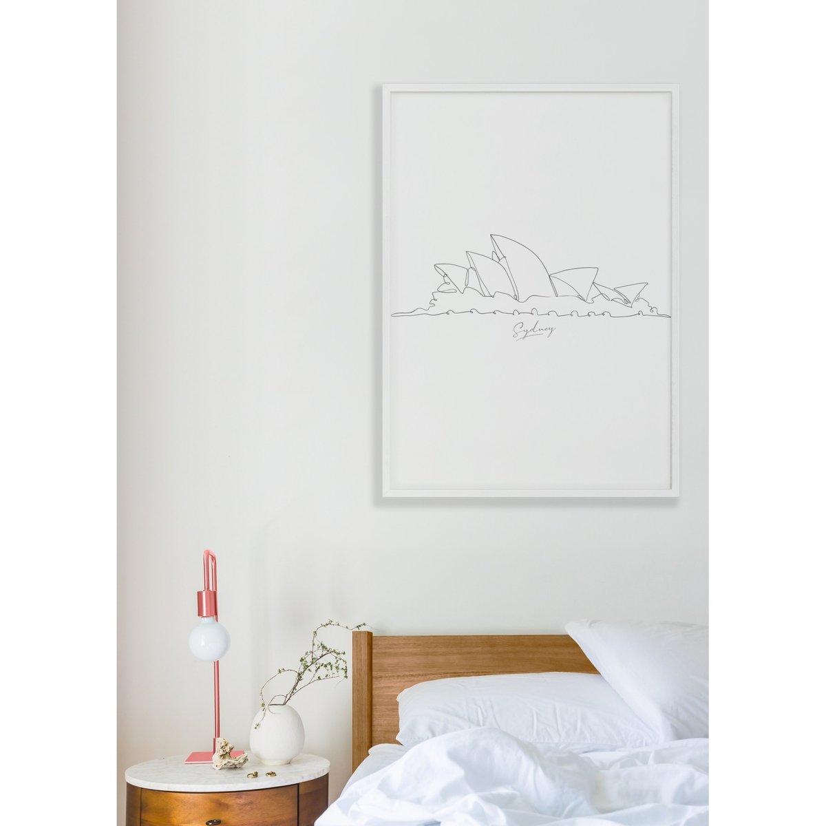 Affiche Line Art Sydney blanc, L'AFFICHERIE