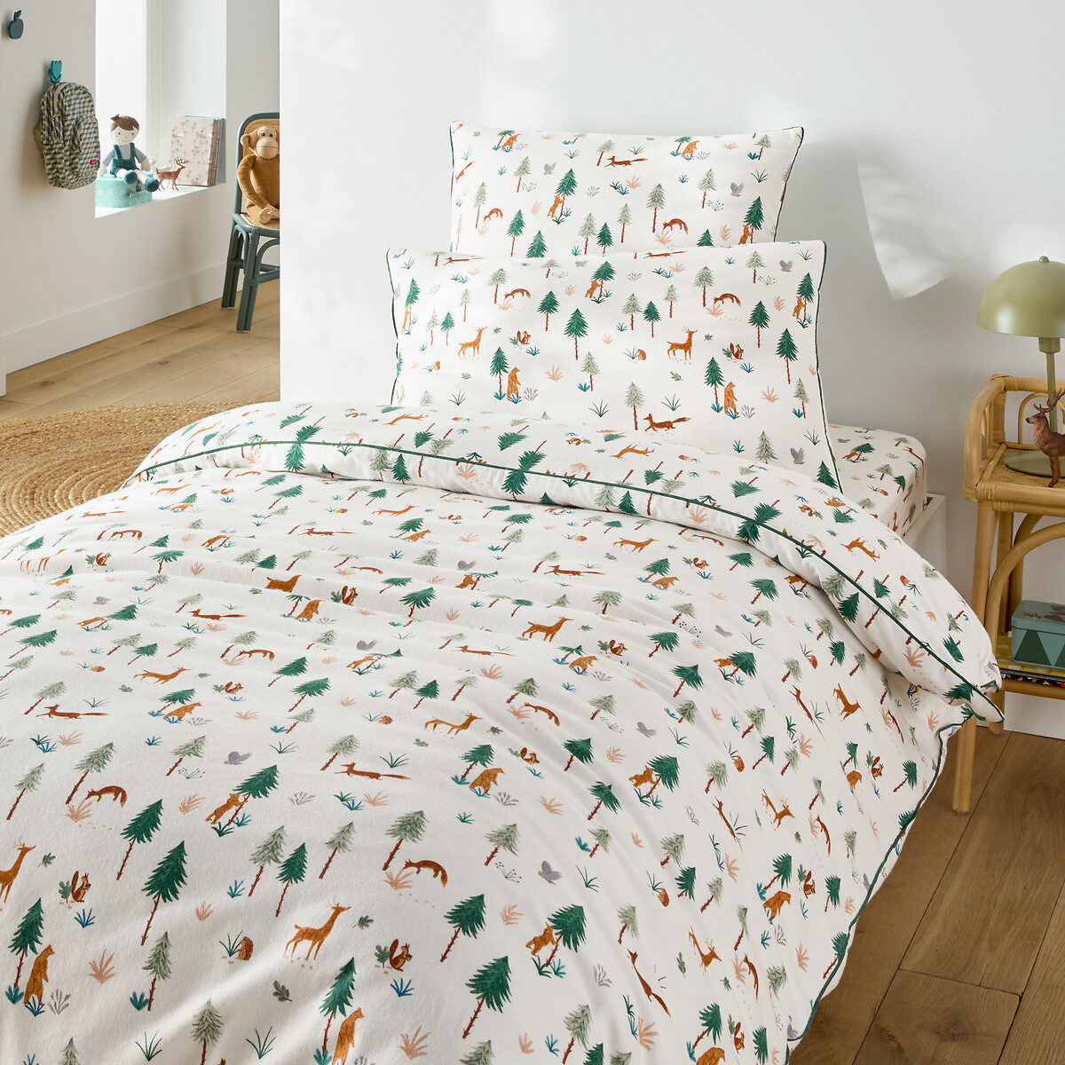 Funda de almohada para cama infantil, de franela, estampado de animales, GRIZZLY crudo, LA REDOUTE INTERIEURS