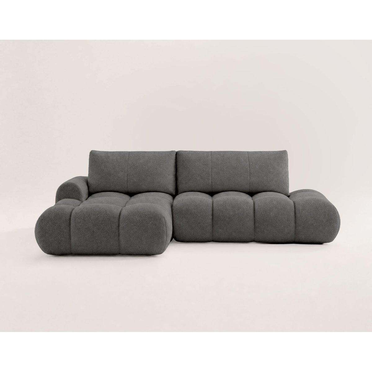 Canapé d'Angle Convertible en Tissu bouclette 4 places - YULIN gris, BEST MOBILIER