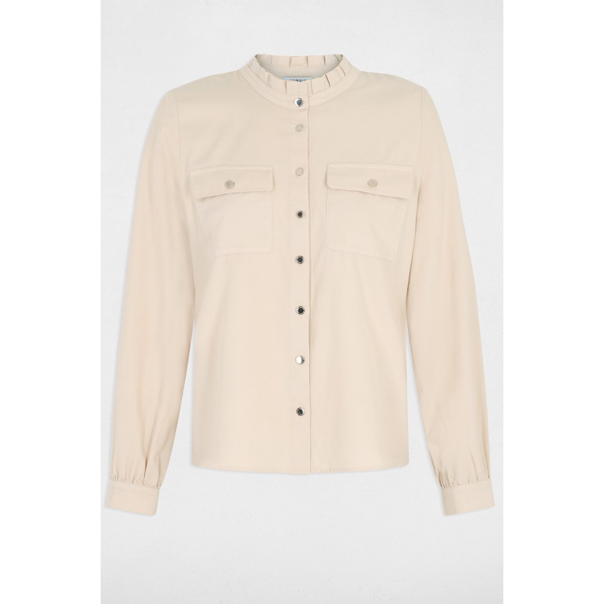 Chemise velours manches longues ivoire, MORGAN