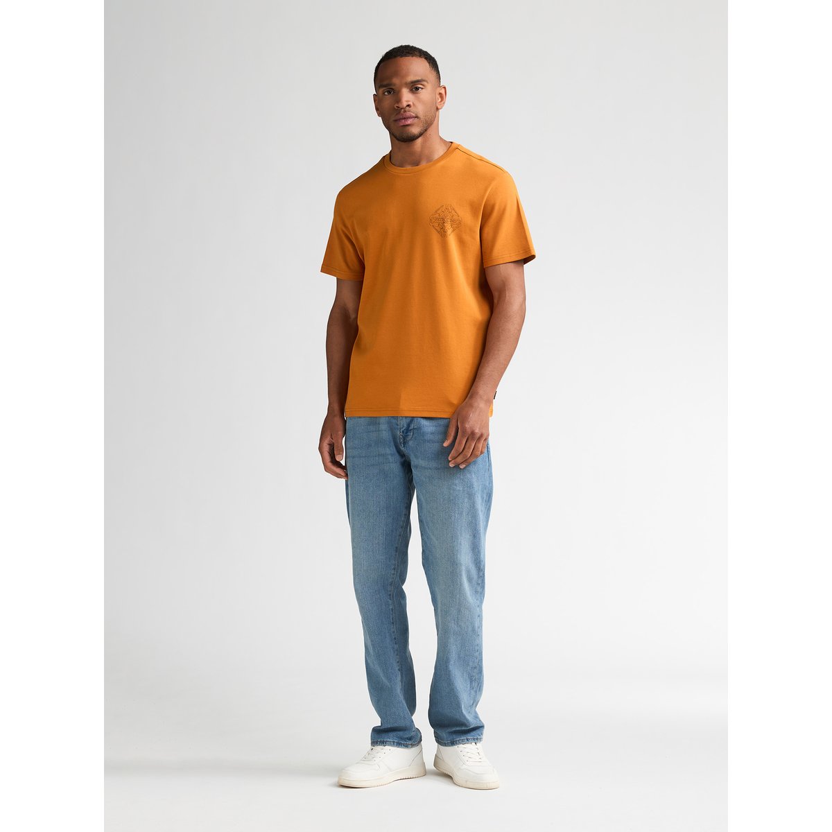 T-shirt en coton imprimé warren orange rusted amber, PETROL INDUSTRIES