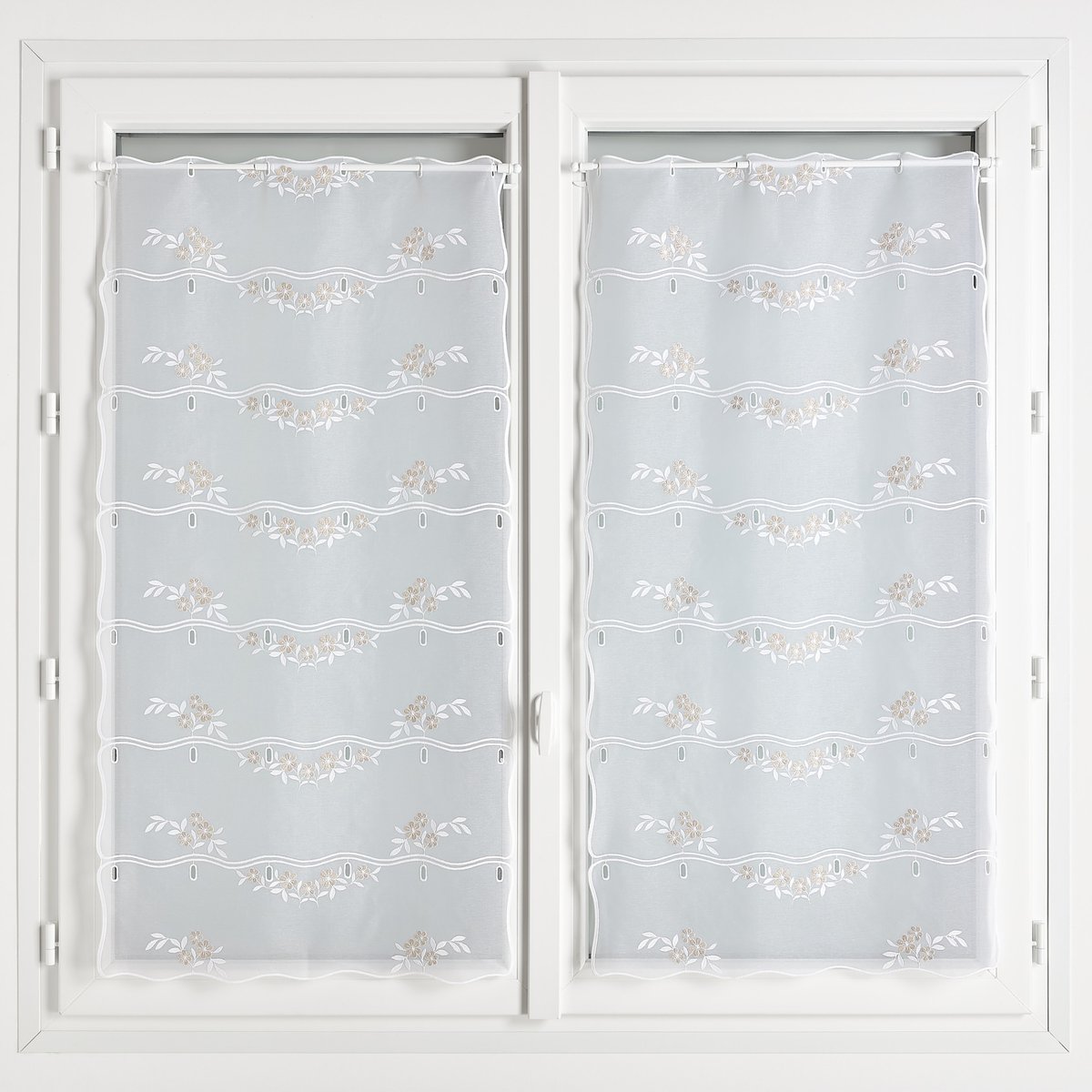Modulable brodé avec motifs fleurs et feuilles - QABANE lin, HOME MAISON