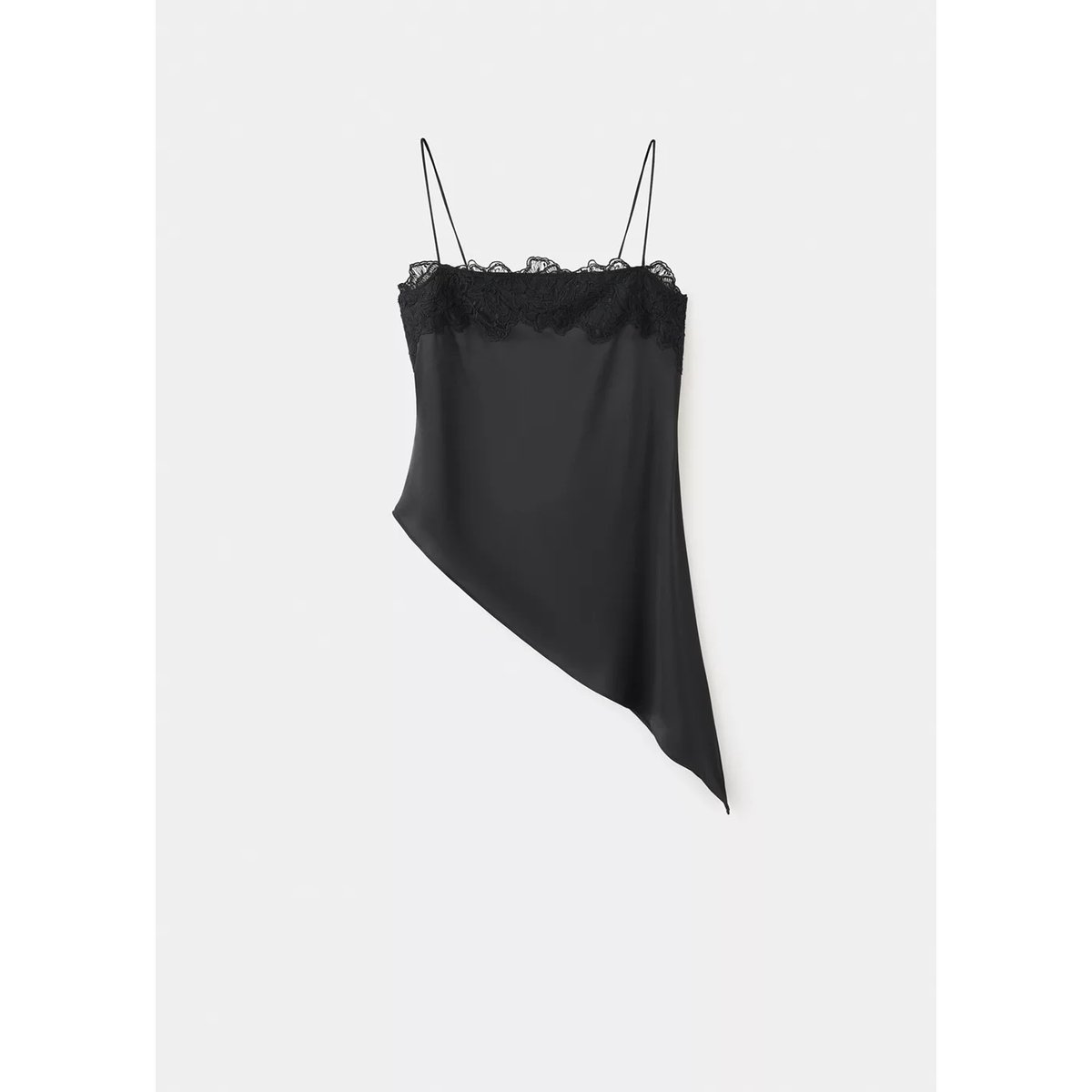 Top lingerie dentelle asymétrique noir, MANGO