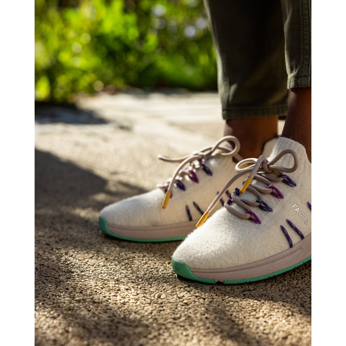 Running HEARTWOOD blanc et vert clair, FAGUO