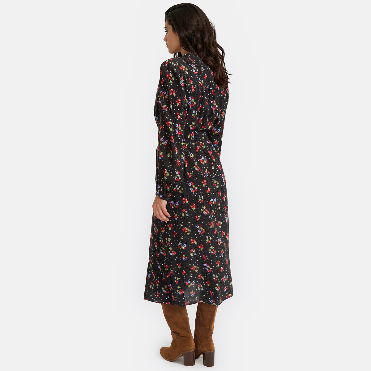Abito lungo con stampa a fiori e maniche lunghe fantasia fiori, LA REDOUTE COLLECTIONS