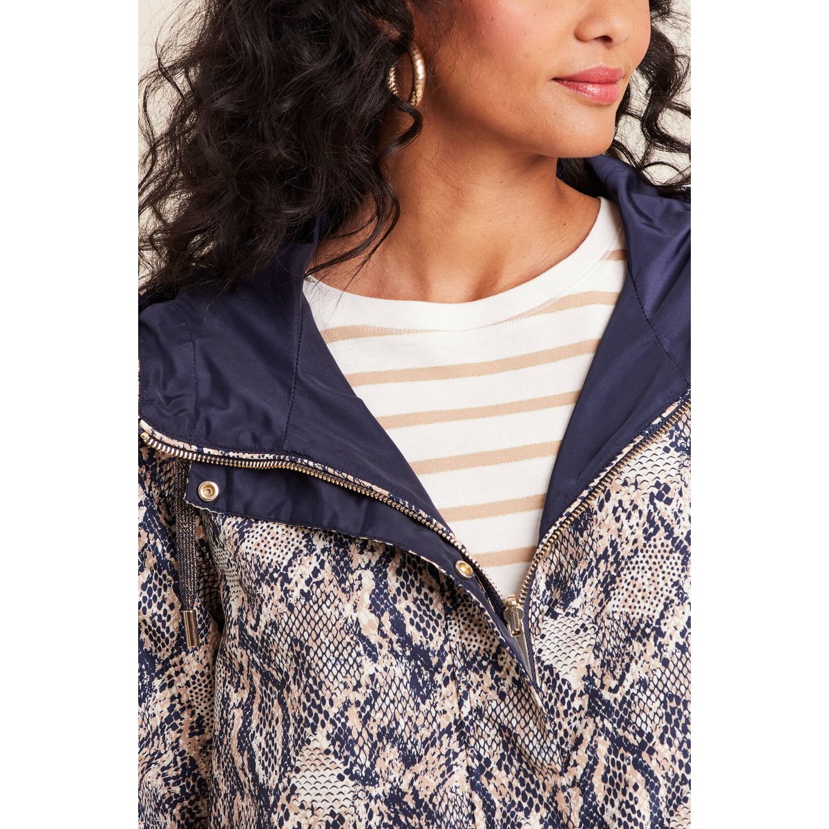 parka cintrée réversible à capuche beige, BREAL