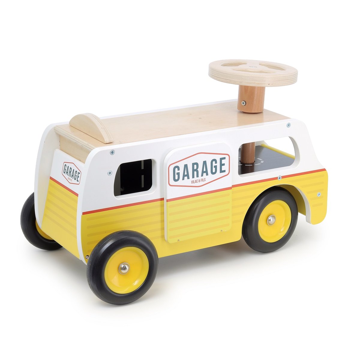Porteur Van garage en bois jaune, VILAC
