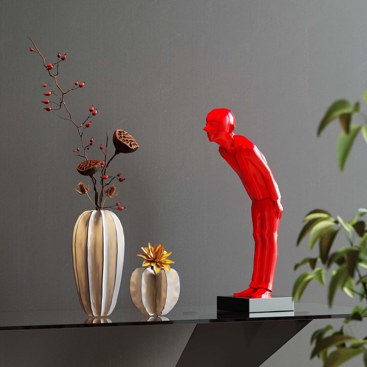 Déco Welcome Guest 46cm rouge couleur unique, KARE DESIGN