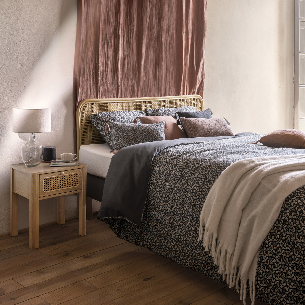 Tête de lit en rotin tressé RONNIE beige, ATMOSPHERA