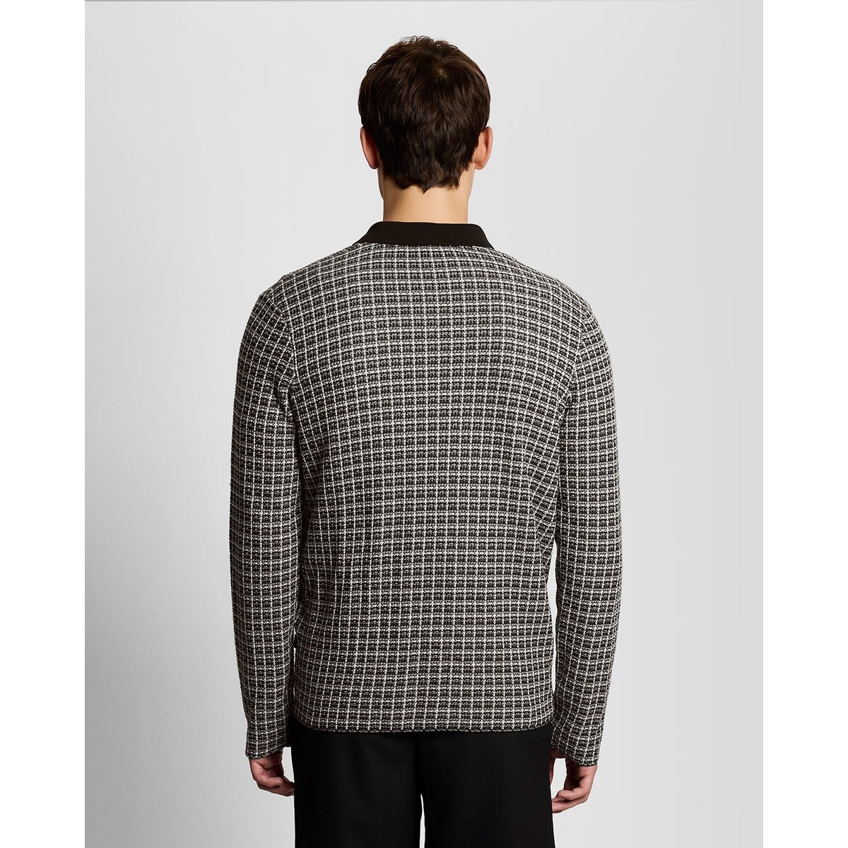 Cardigan maille panier en maille à col noir lacquer, LYLE & SCOTT