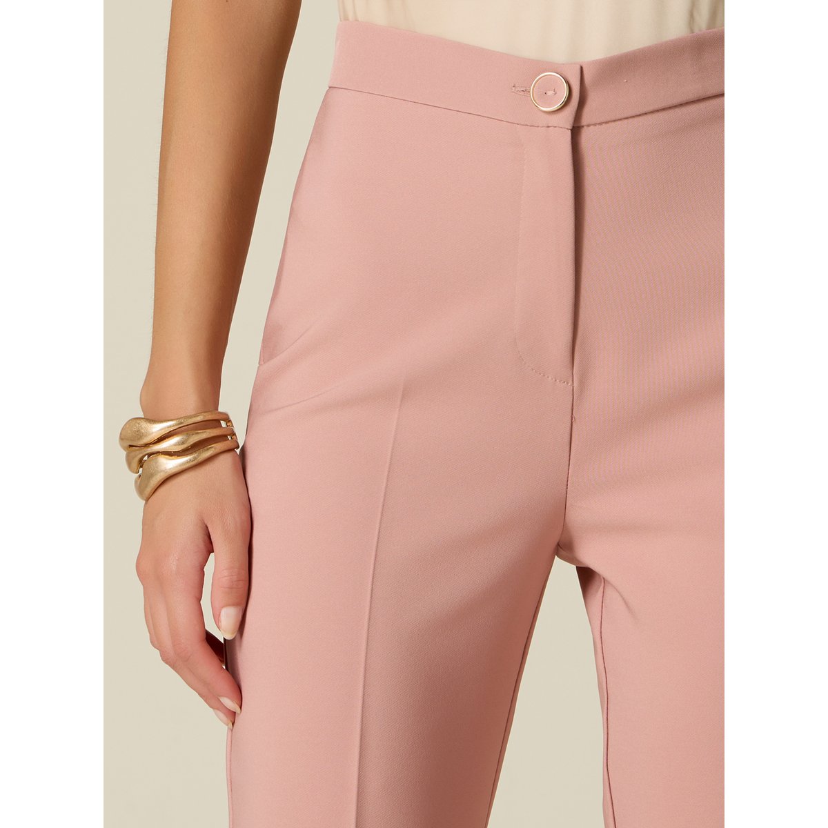 Pantalon flare taille haute rose, OLTRE