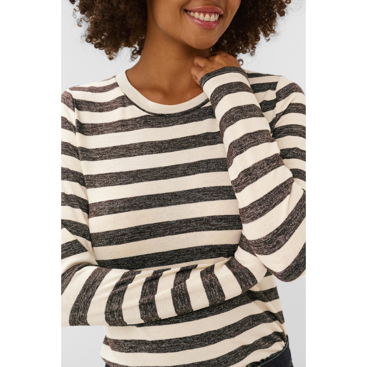 T-shirt à manches longues marron brown/whitecap stripe, CULTURE