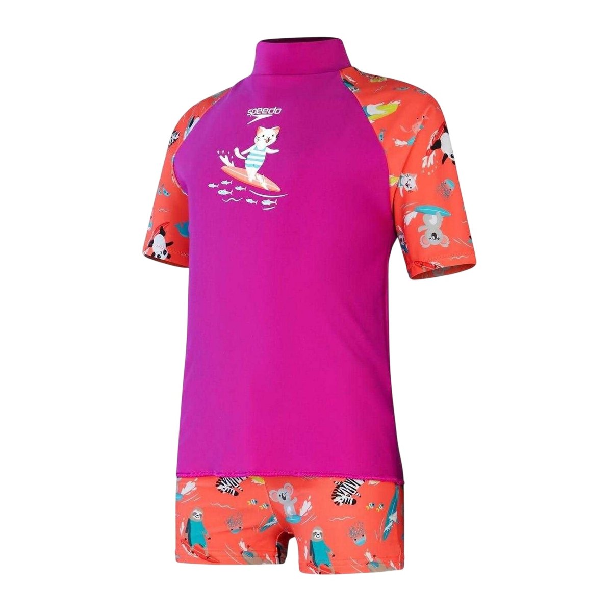 Ensemble de bain anti-irritation motif/style chat violet / rose, SPEEDO