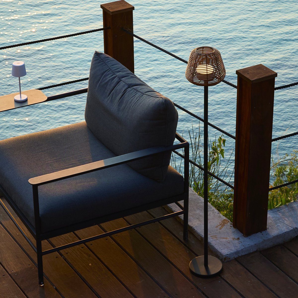 Lampadaire sans fil MIDY BOHEME marron, LUMISKY