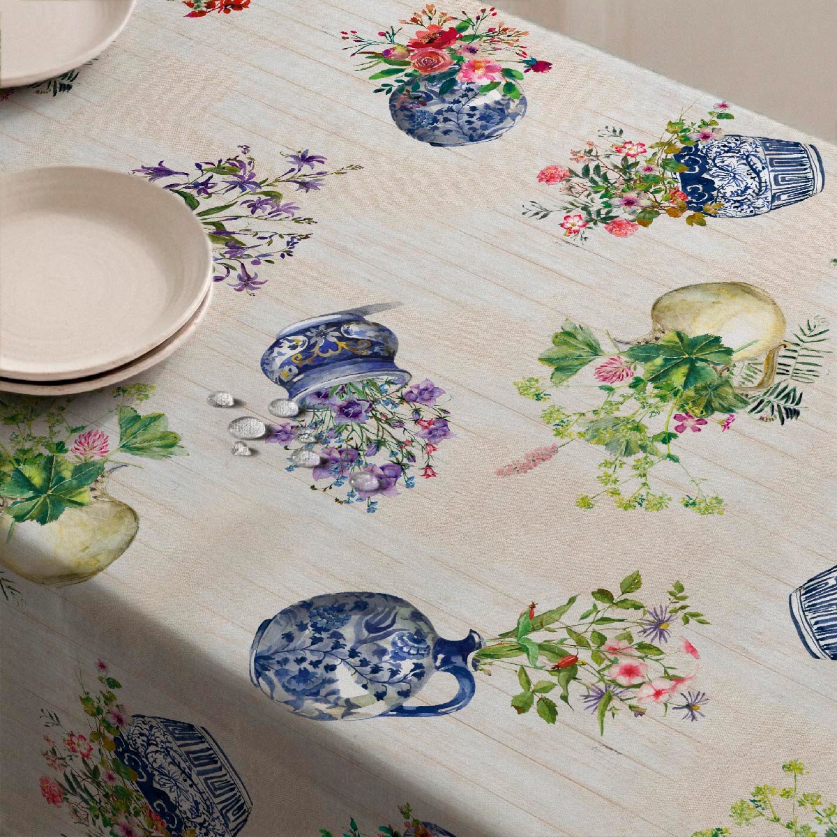 Nappe anti-taches Geranius - 100% coton - beige, NAF NAF HOME