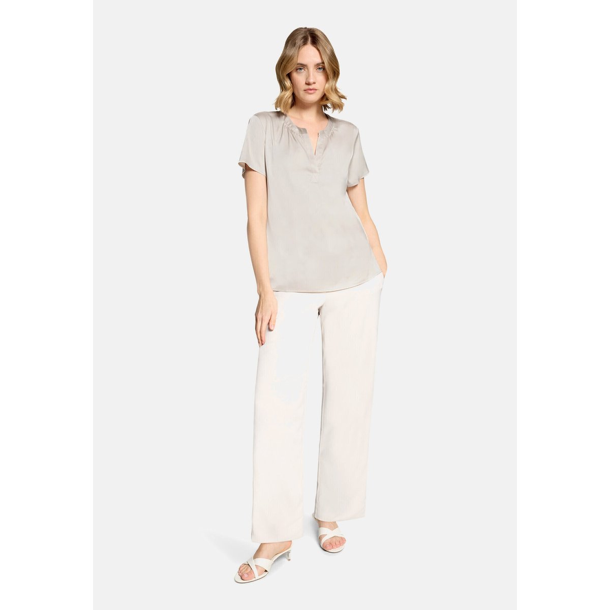 Chemisier en satin manches courtes gris, BETTY BARCLAY