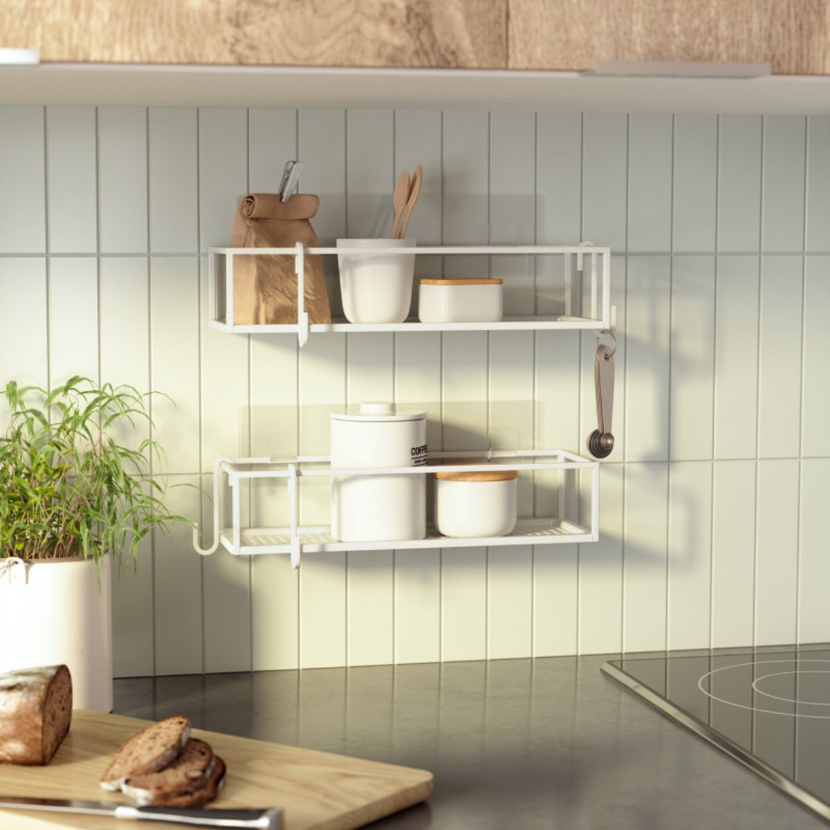 Etagère de douche design acier CUBIKO set de 2 blanc, UMBRA