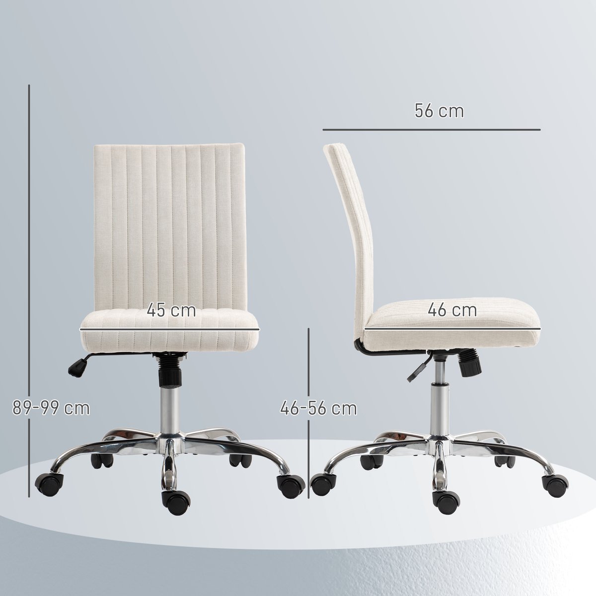 Chaise de bureau Tissu aspect lin (100% crème, HOMCOM