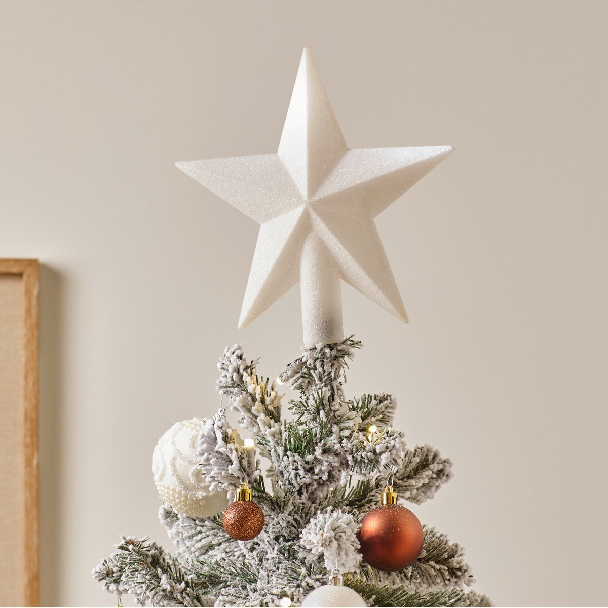 Cimier étoile pailleté 22 cm rouge blanc, FEERIC LIGHTS & CHRISTMAS