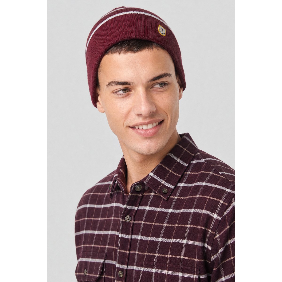 Chemise à carreaux ERTEAM cabernet, BERMUDES