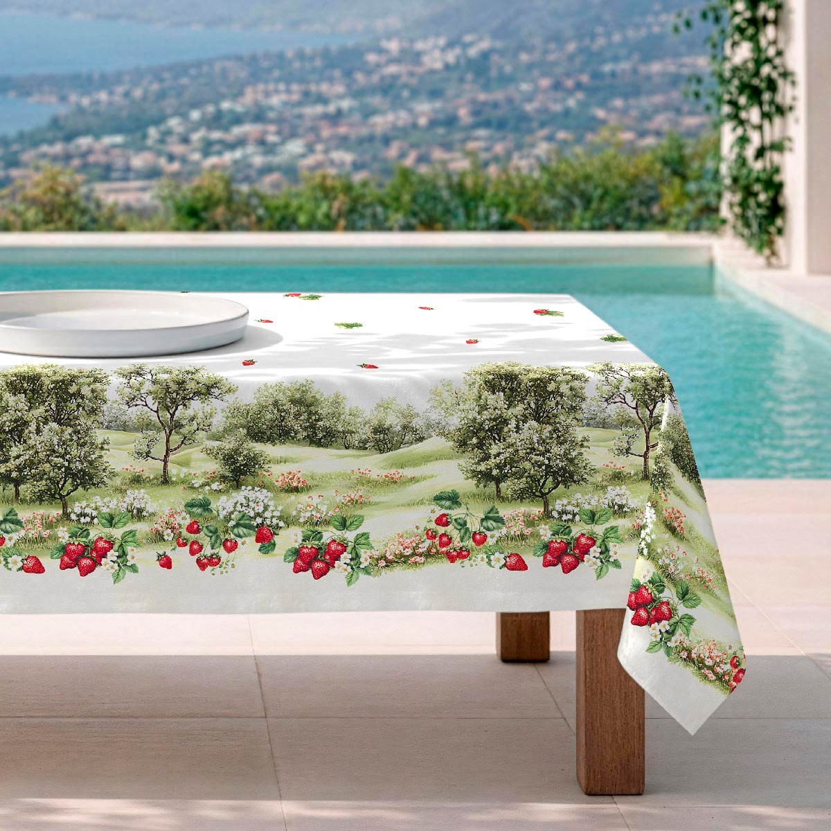 Nappe anti-taches Strawberry - 100% coton - vert, NAF NAF HOME