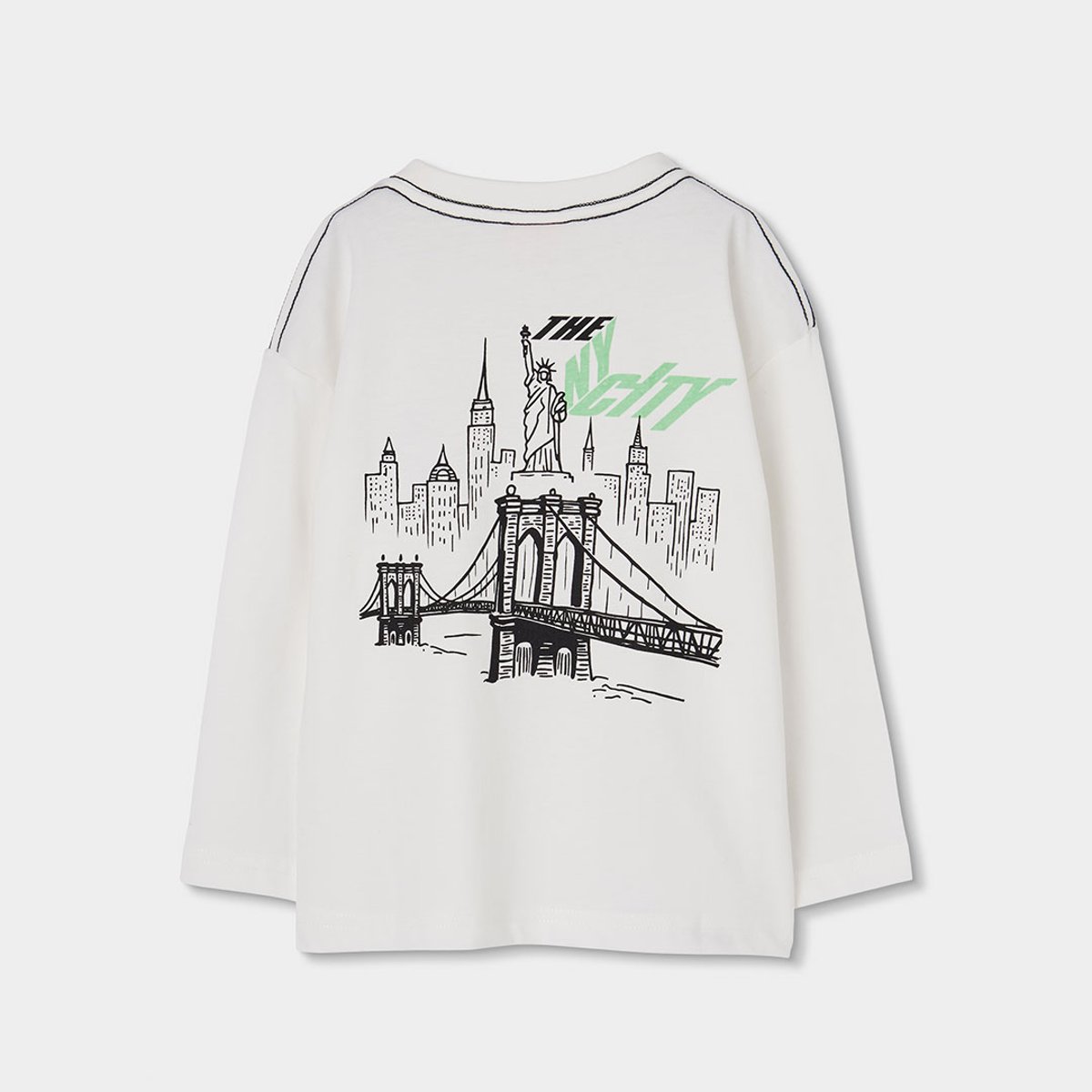 T-shirt garçon en maille imprimé Big Apple blanc, BOBOLI
