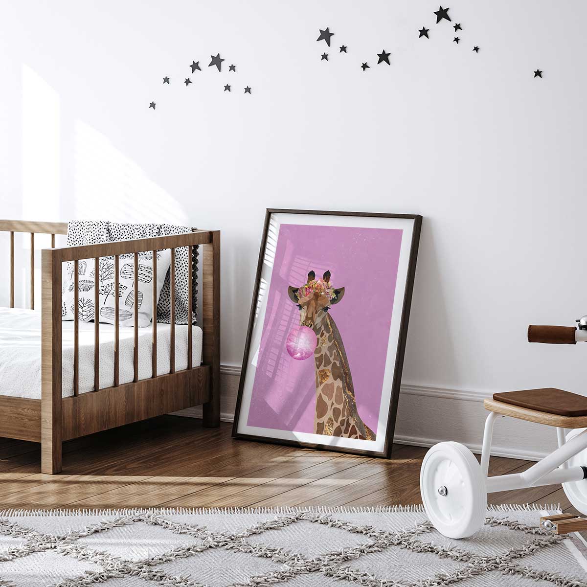 Affiche enfant girafe rose affiche seule, HEXOA