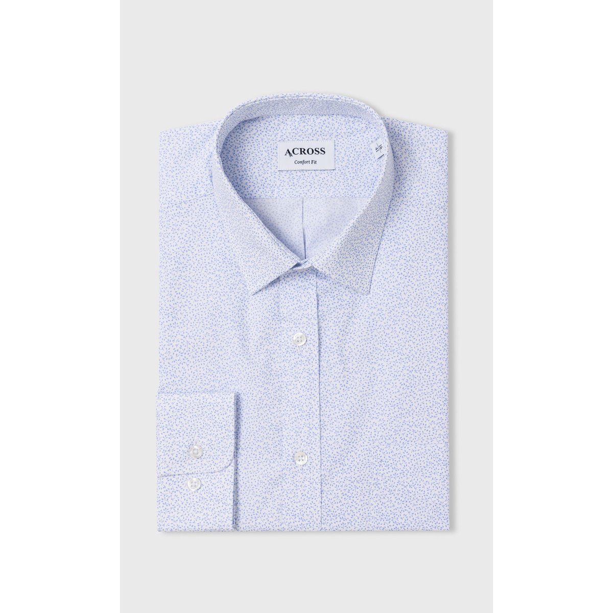 Chemise Confort fit imprimé fleurs  es bleu ciel, ACROSS