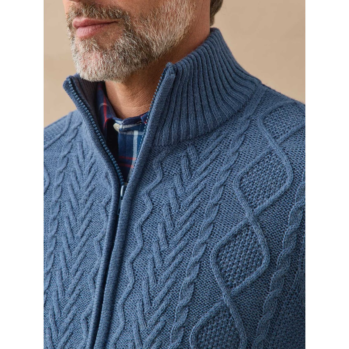 Gilet zippé avec laine bleu, DAXON