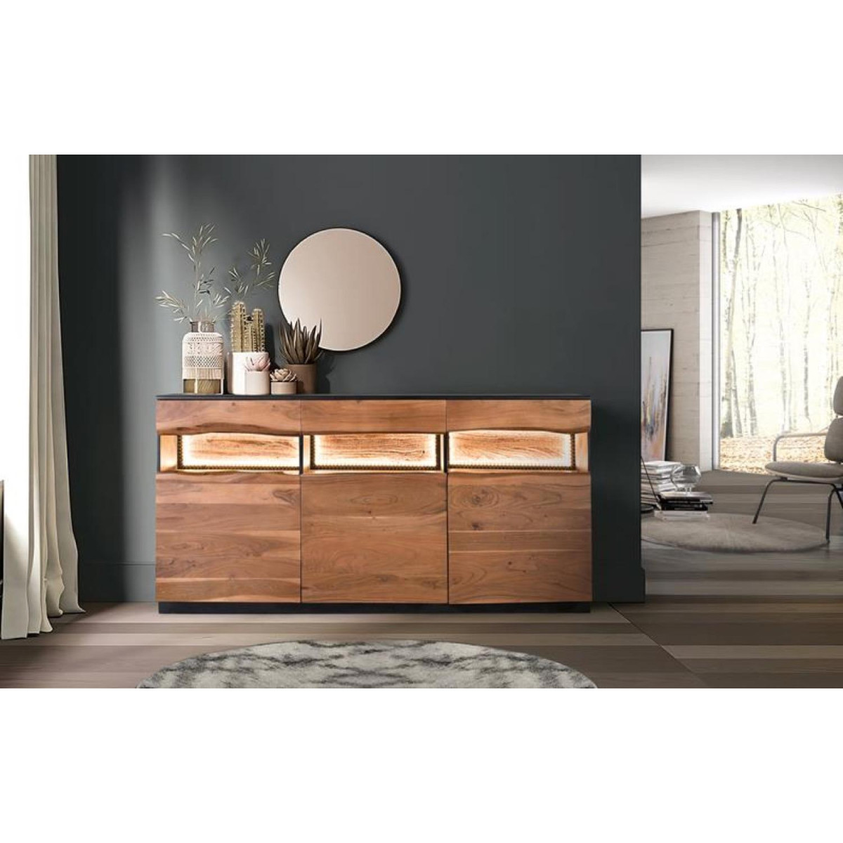 Bahut 3 tiroirs 3 portes Bois Marron marron, DECORATION D’AUTREFOIS
