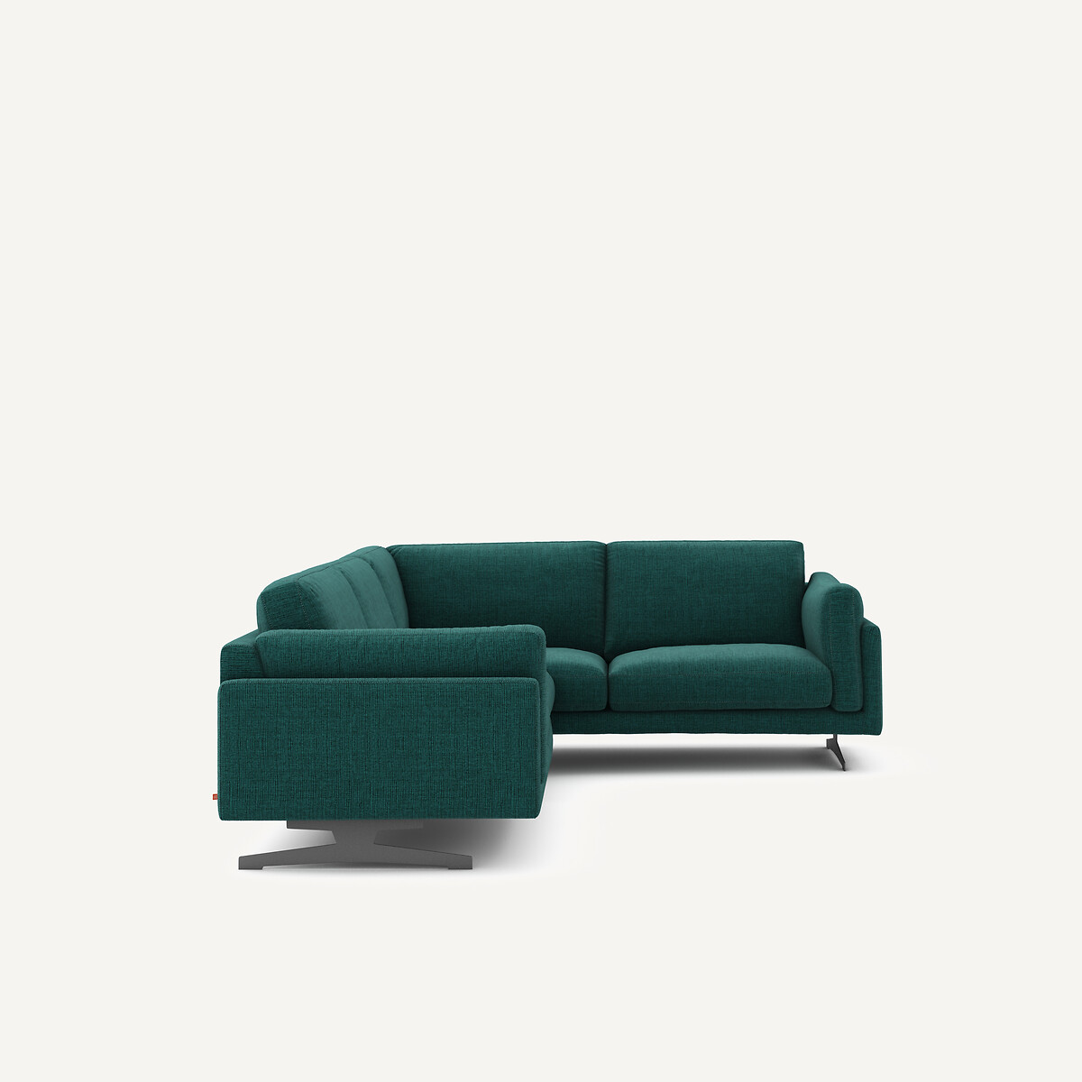 Ecksofa aus jaspiertem Leinen, CÉSAR dunkelgrün, AM.PM