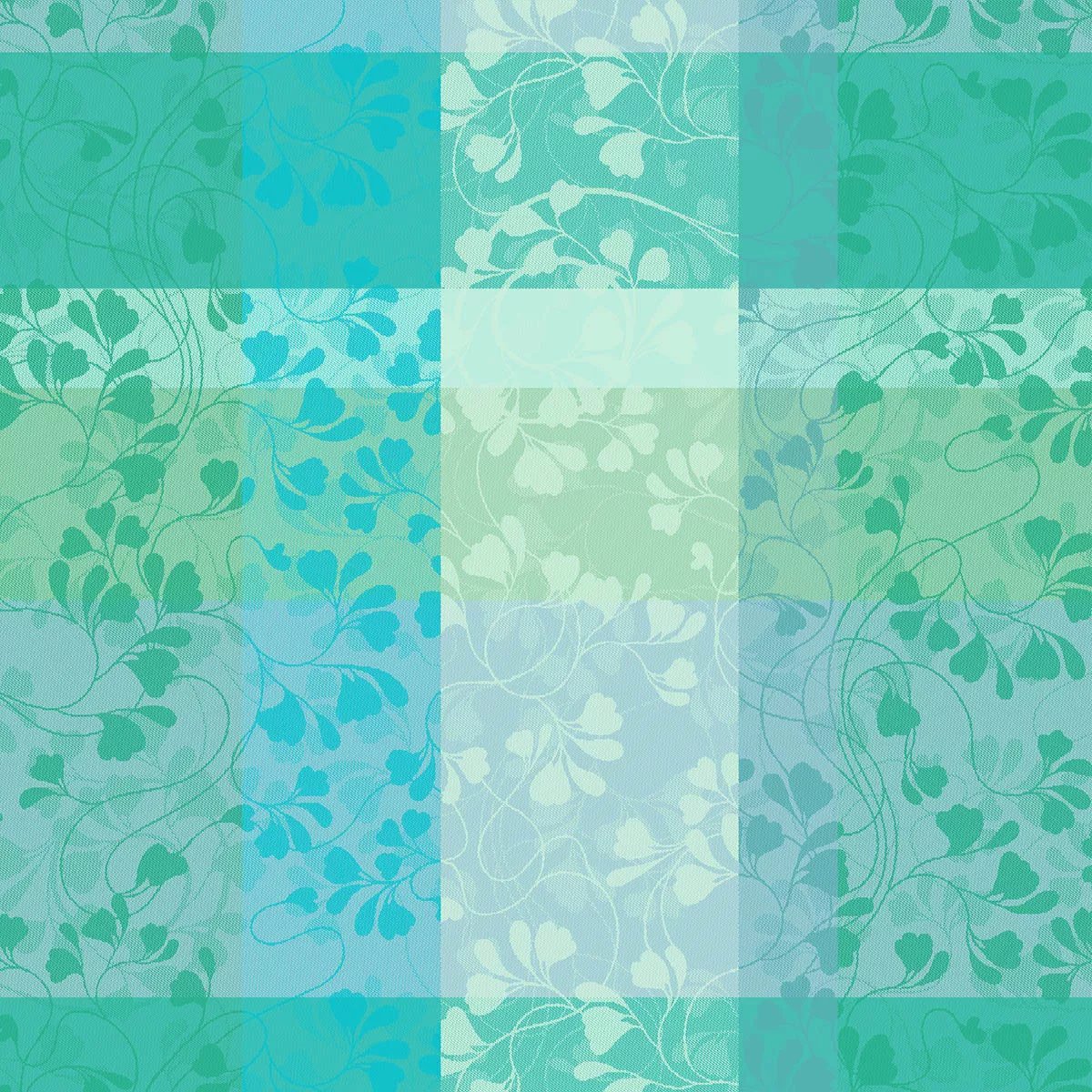 Serviette pur coton MILLE FEUILLAGES turquoise, GARNIER THIEBAUT